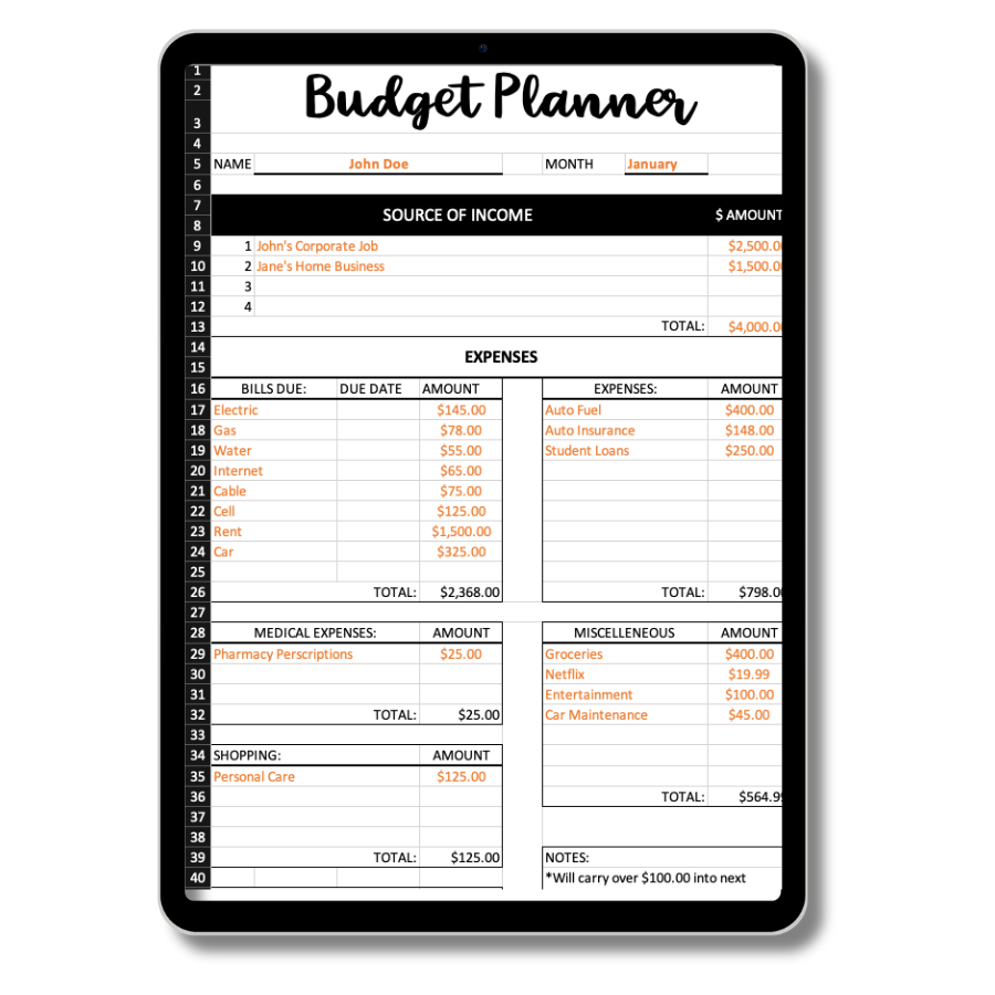 Monthly Budget Planner