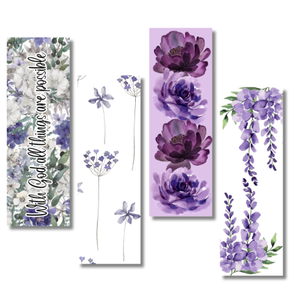 Violet Floral Bookmarks