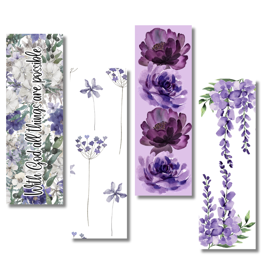 Violet Floral Bookmarks